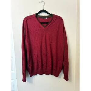 Sol Men's Lightweight V-Neck Sweater Red 100% Baby Alpaca Size XXL